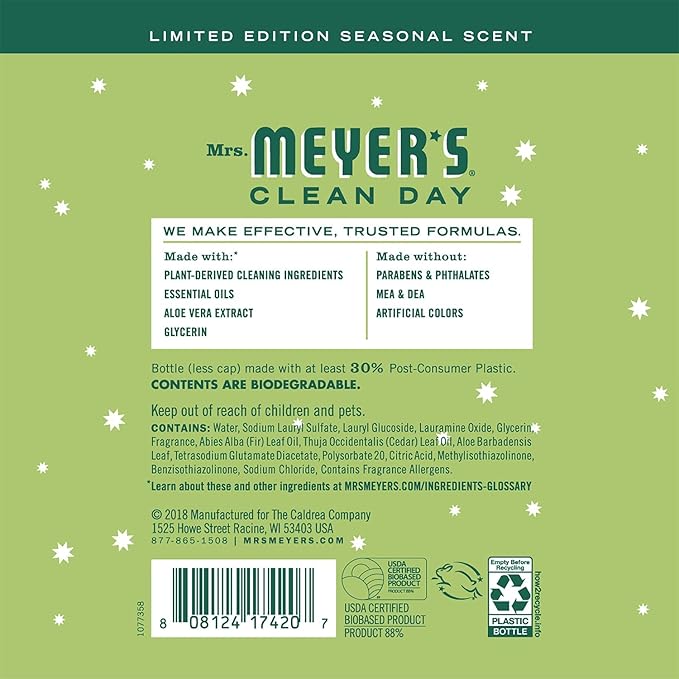 Mrs. MEYER'S Kitchen Set, Dish Soap, Hand Soap, and Multi-Surface Cleaner, 3 CT (Iowa Pine)