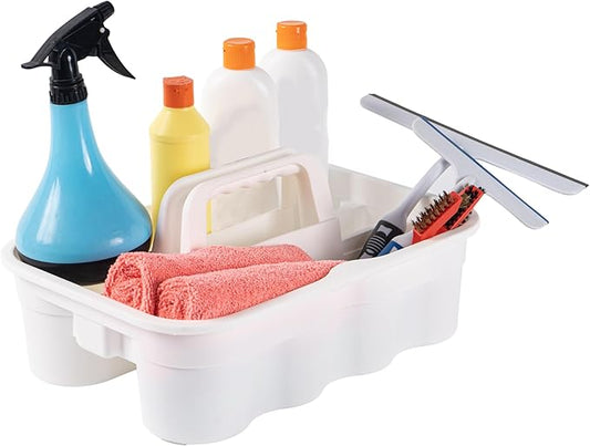 Matthew 3 Pack Large Plastic Tote Tool & Deluxe Supply Cleaning Caddy with Handle Portable Shower Basket Storage Caddy for Cleaning Products,Take-Out Drink,Bathrooms - White