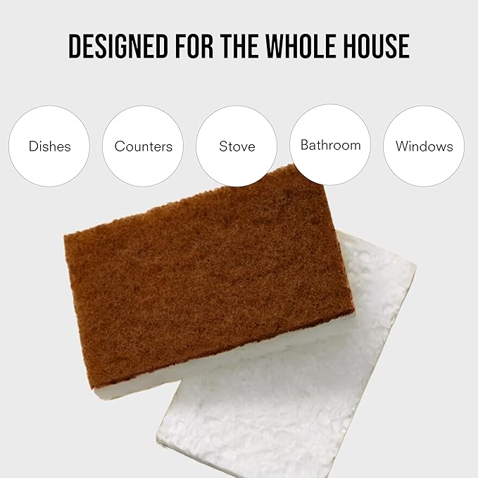 Public Goods Scrubber Sponge | Cleaning & Scrubbing Sponges for Dishes & Kitchen Sink | Natural, Plant-Based Sponges | Pack of 12