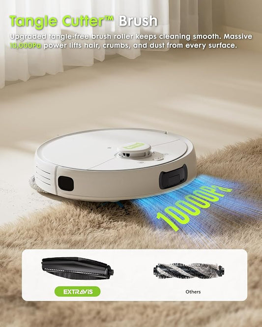 V5 PRO Robot Vacuum and Mop Combo, 10000Pa Suction, Self-Emptying Station, LDS Laser Navigation, Tangle-Free Brush for Pet Hair, Deodorizing Spray, Liftable Mop