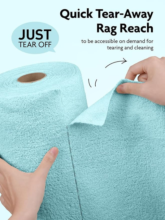Fantasticlean Microfiber Cleaning Cloth Roll -75 Pack, Tear Away Microfiber Towels, 12" x 12", Reusable, Washable, Scratch Free, Ultra Absorbent Dishcloth for All-Around Cleaning Supplies (Blue)