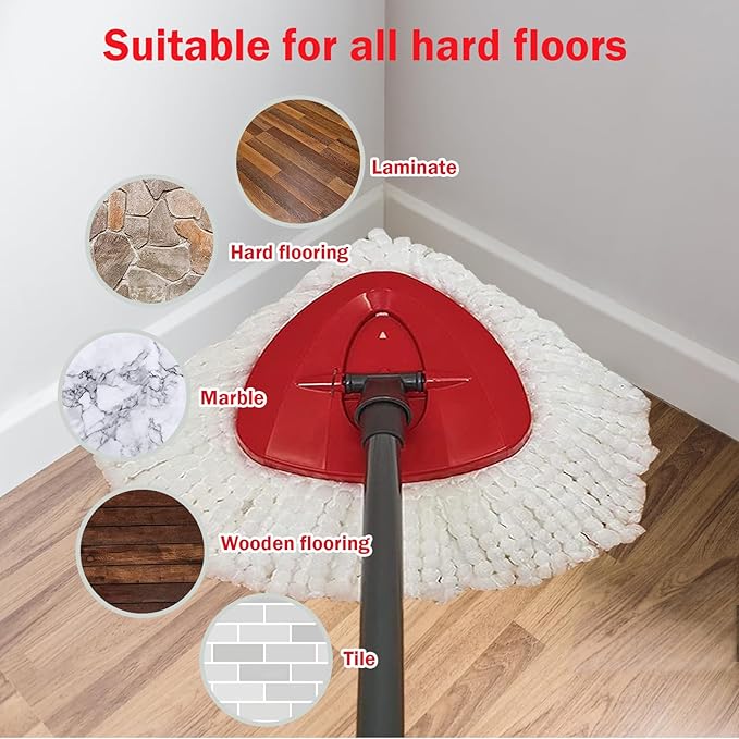 3 Pack Spin Mop Replacement Head Mop Refill Compatible with Oceda Triangle Swivel Mops Microfiber Swivel Mop Refill,Deep Clean,Machine Washable and Easy to Replace