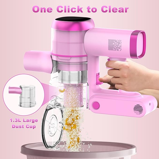 Tikom V500 Cordless Vacuum Cleaner for Home, 40000Pa/450W Stick Vacuum with LED Touch Screen, Charging Wall Dock, Anti-Tangle, Lightweight Handheld Vacuum for Pet Hair, Hard Floor, Carpet