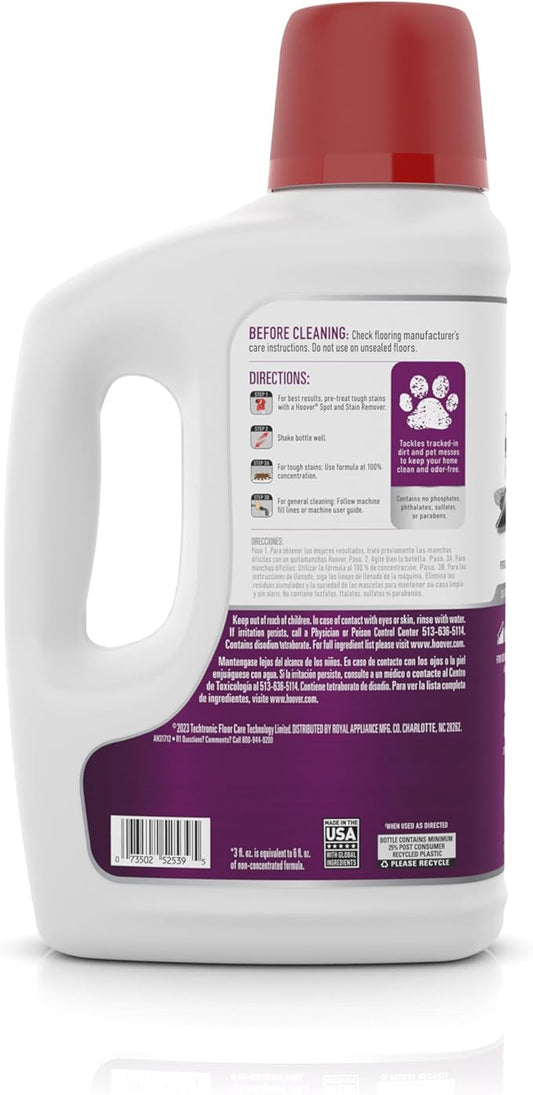 Hoover Pet Portable Spot Cleaner Solution, 64 oz., Tropical Breeze Scent, Upholstery and Carpet Shampoo Solution, Eliminates Pet Messes and Odors, Designed for Hoover CleanSlate Spot Cleaner