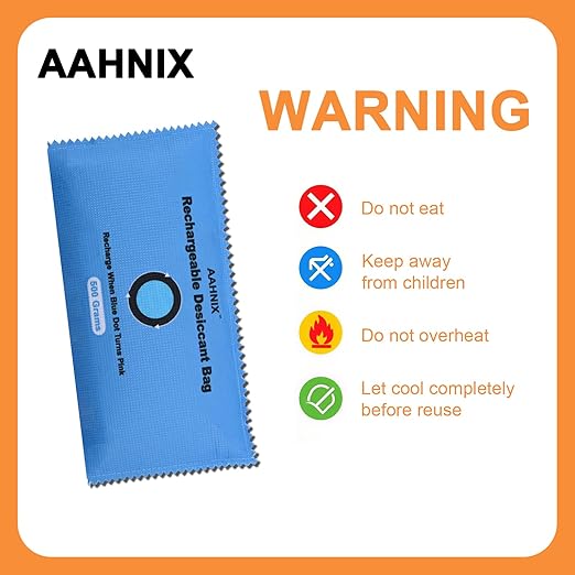 Silica Gel Desiccant Packets, Indicating Moisture Absorbers for Safes, 500g × 2pcs Rechargeable Desiccant Packs for car Bathroom Camper Storage Bins Basement