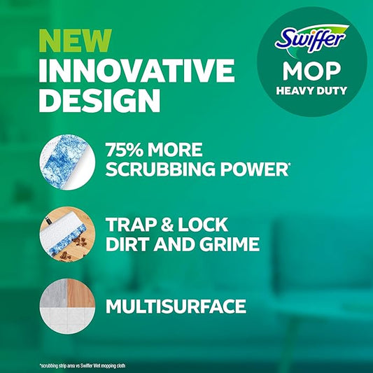 Swiffer Sweeper Pet Heavy Duty Multi-Surface Wet Cloth Refills for Floor Mopping and Cleaning, Fresh scent, 16 count, Pack of 2