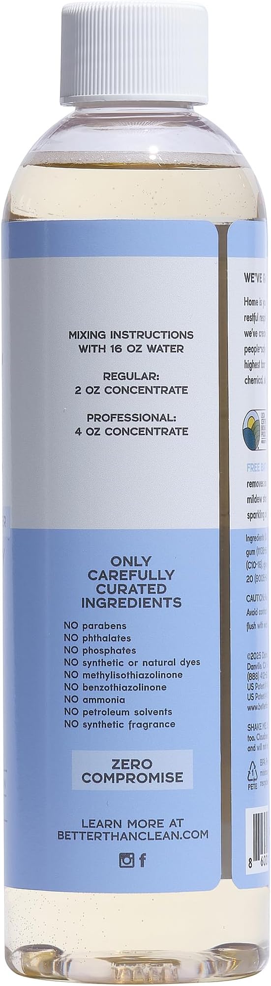 Bath & Daily Natural Shower Cleaner Concentrate - Plant-Based, Fragrance Free Cleaning Products - Hard Water Stain and Soap Scum Remover for Tub & Tile - 8oz Makes 4 Bottles