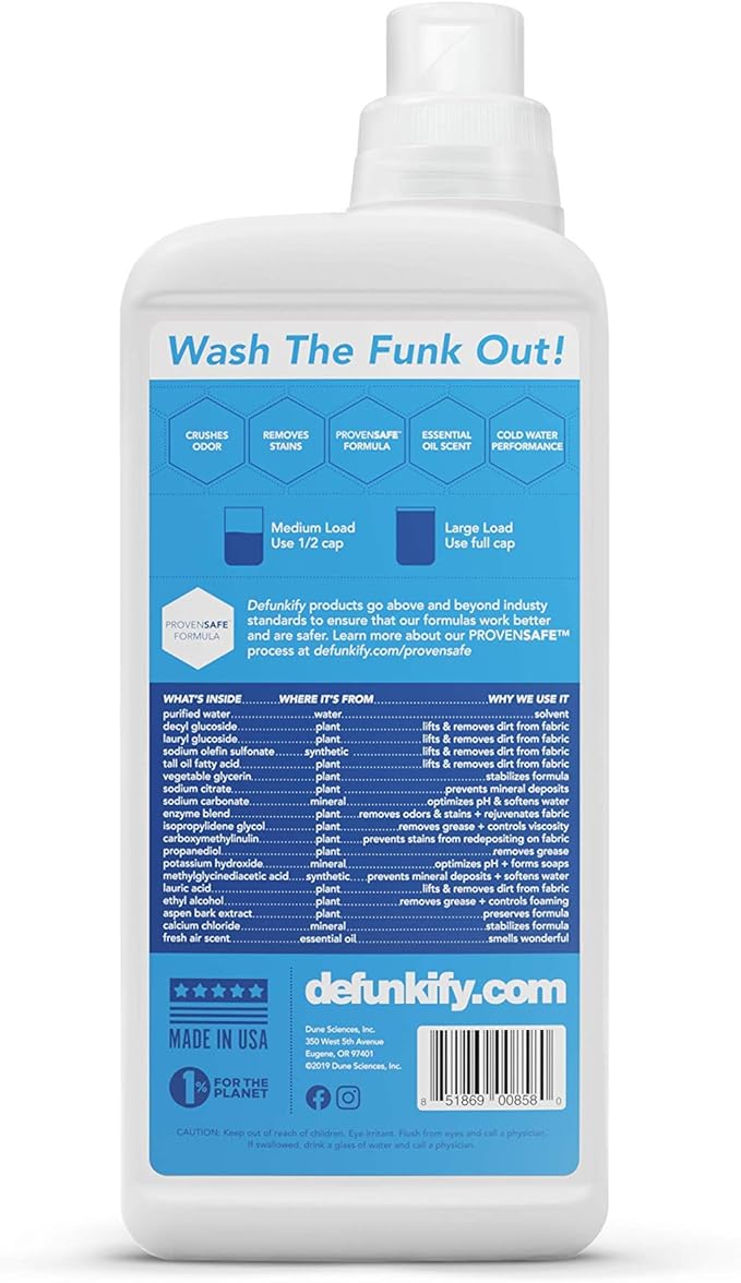 Laundry Detergent 124 Load. Crisp, Clean 'Fresh Air' Essential Oil Liquid Laundry Detergent Washing Soap for Sensitive Skin. ProvenSafeโข Cleaning Supply w/Odor & Stain Remover for Outdoor Gear