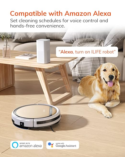 ILIFE V5s Plus Robot Vacuum and Mop Combo with Wi-Fi/App/Alexa, Automatic Self-Charging Robotic Vacuum Cleaner, Slim and Quiet, Cleans Hard Floors Carpets and Pet Hair (V5s Pro Upgrade Version)