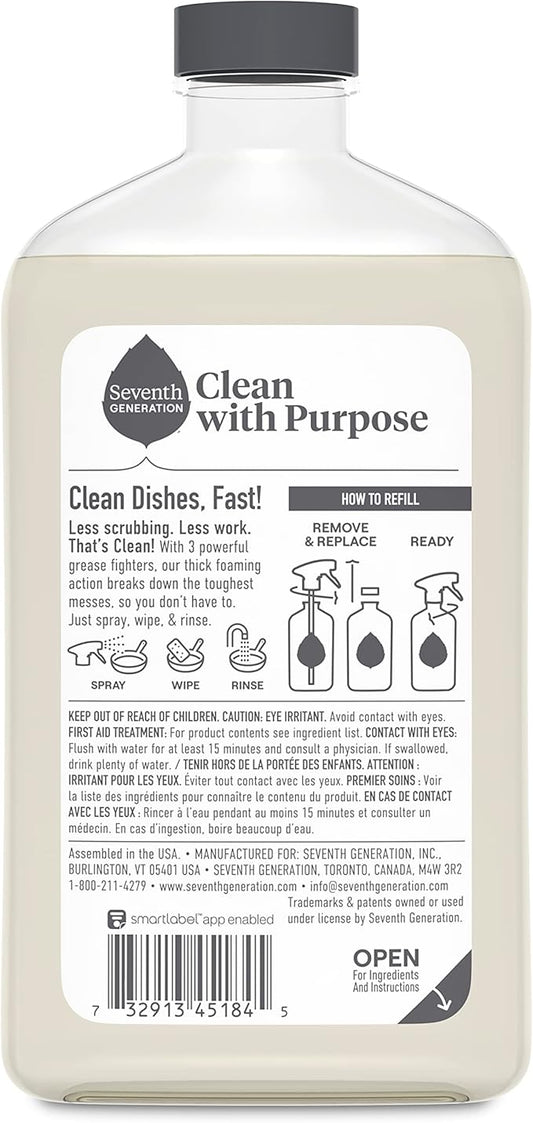 Seventh Generation Foaming Dish Spray, Honey Crisp Apple 16 Fl Oz (Pack of 3), Refill Pack of 3 with 1 Sprayhead