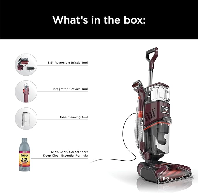 Shark EX150 CarpetXpert, Upright Carpet, Area Rug & Upholstery Cleaner for Pets, Built-in Spot & Stain Eliminator, Deep Cleaning & Dirt & Grime Removal, Carpet Shampooer, Magenta (Renewed)