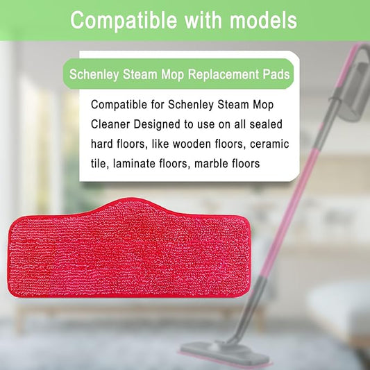 8 Pack Microfiber Replacement Steam Mop Pads Compatible for Schenley Steam Mop Cleaner, Washable and Reusable Replacement Mop Pads