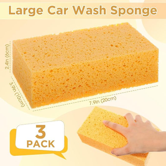 Mimorou 3 Pcs Large Sponge Bulk 7.9 x 3.9 x 2.4 Inch Grouting Car Washing Sponge for Thick Cleaning and Dish Washing