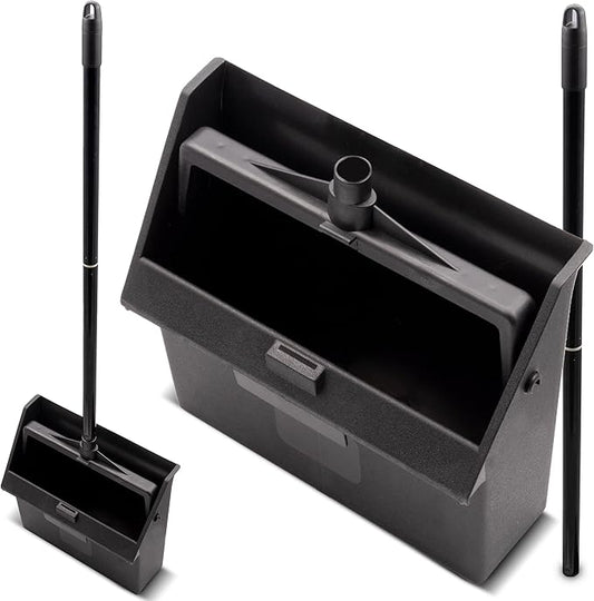 SPARTA Plastic Dust Pan, Upright Pan With 2 Piece Handle For Cleaning, 11 X 12 X 3.5 Inches, Black