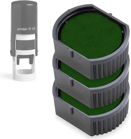 E/R12 Replacement Pad Compatible for 2000 Plus Printer R12 - Water Based - Pack of 3 - Green