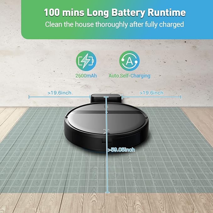 Robot Vacuum and Mop Combo, 2600mAh Long Battery Life,Auto Recharge,2300Pa Strong Suction, Anti-Tangle, Low Noise Operation, Ideal for Pet Hair, Floors, Carpets, and Hair Cleaning