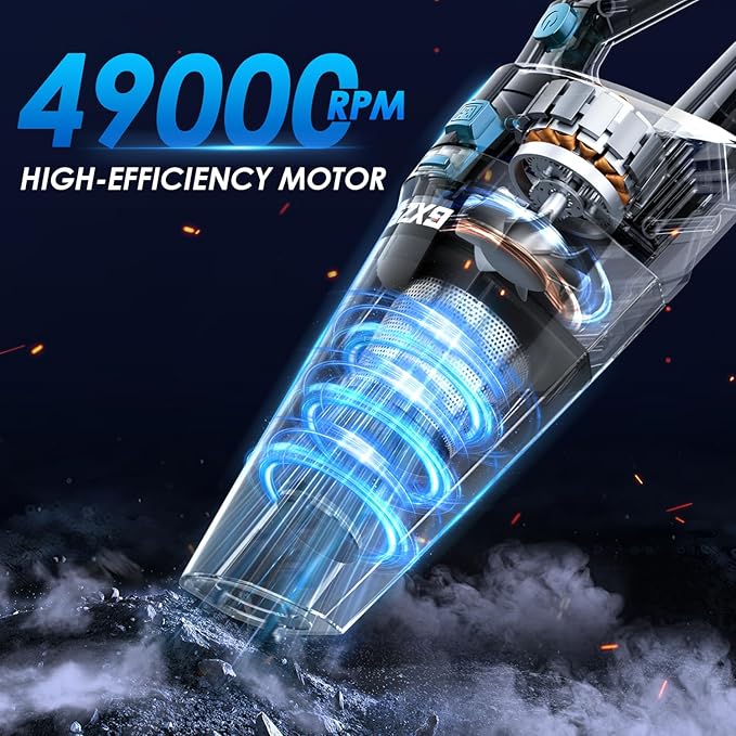 Handheld Vacuum Cordless, 15000PA Strong Suction Hand Held Car Vacuum Cleaner Rechargeable, Portable Hand Vacuum with Multi-Nozzles & Washable Filter for Home Office, Car, Pets