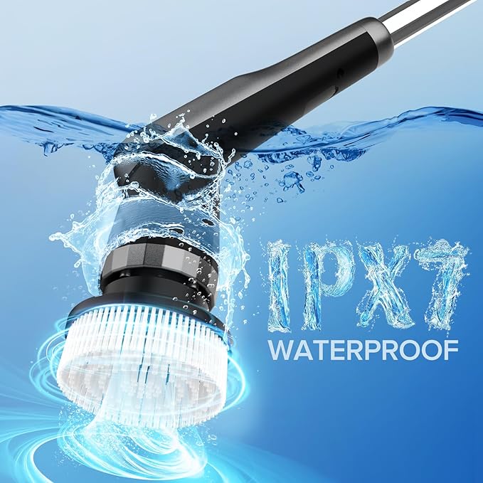 G2 Electric Spin Scrubber - IPX7 Waterproof 10-in-1 Shower Cleaner Brush, Retractable Handle & 2-Speed for Bathroom, Bathtub, Kitchen, Tile Floors