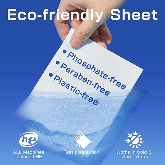 Soulink Laundry Detergent Sheets Fresh Linen Scent 240 Loads,Eco Friendly Detergent Strips for Travel & Home - No Plastic Jug Soap Strips, Plant-based, Hypoallergenic. Safe for Sensitive Skin