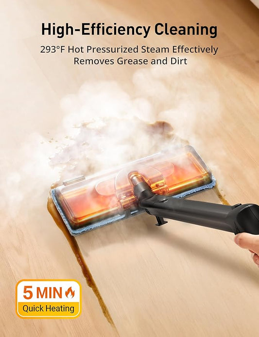 Steam Cleaner, 293°F 58 PSI Powerful Multipurpose Handheld Steam Mop for Home Use, 21 Attachments, 50Oz Capacity, Heavy Duty Steamer for Carpets, Floors, Cars, Tiles, Crack Cleaning, Turquoise