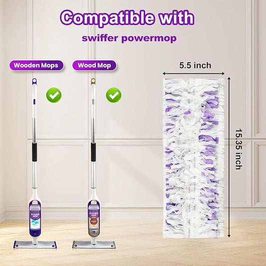48 Pack PowerMop Refills Pads for Swiffer PowerMop Multi-Surface Mops and PowerMop Wood Mops,Disposable mop Pads Replacement for Floor Cleaning.