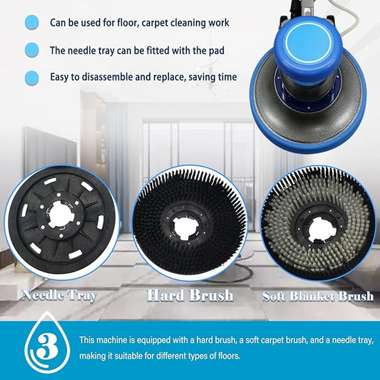 1100W Floor Buffer Polisher Machine φ17" Single Pad 175RPM with 3.17 Gal Tank, 39.37ft Power Cord 110V