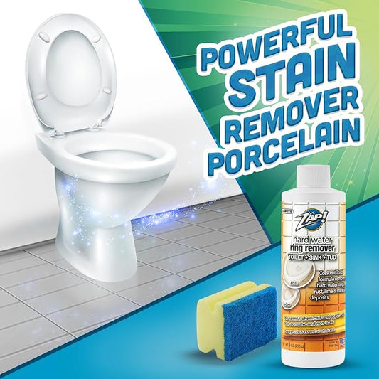 Toilet Bowl Stain Remover | Porcelain Sink, Tub & Bowl | Concentrated Formula Removes Hard Water Rings, Rust, Lime & Mineral Deposits | Septic Safe | Citrus Scent 9 oz