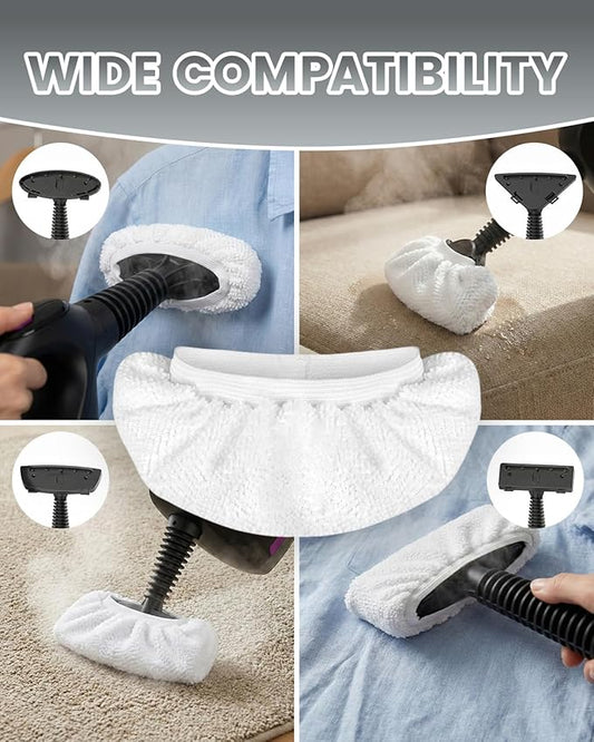 8 Pack Universal Microfiber Cloths for Handheld Steam Cleaner, Double-Layered Reusable & Washable Pads, Compatible with Bissell SteamShot, Wagner, PurSteam, McCulloch, Dupray and More