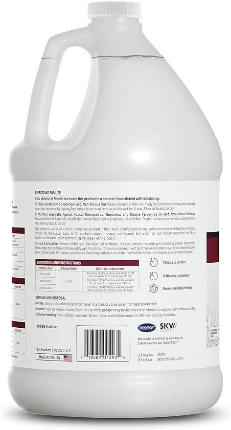 SKV Surface Disinfection and Sanitization | Cleans, Deodorizes, and Disinfects, Made with Hypochlorous Acid and Destroys 99.9% of Viruses and Bacteria. 1 Gallon