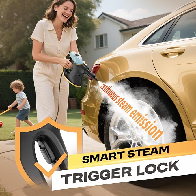 10S Instant Heat Steam Cleaner for Home with Constant Spray & Safety Lock, Natural & Pressuried Steamer for Deep Cleaning, Multipurpose Handheld Steam Cleaner with 9 Tools for Car/Kitchen/Grease/Tiles