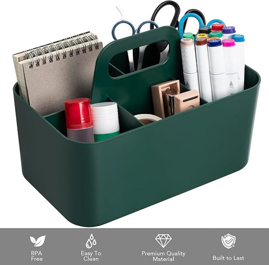 Tiawudi 2 Pack Caddy Organizer with Handle, Portable Plastic Caddy, Storage Organization for Cleaning, Bath, Makeup, Art, Craft, Stationery, Classroom and Office, Tote Organizer