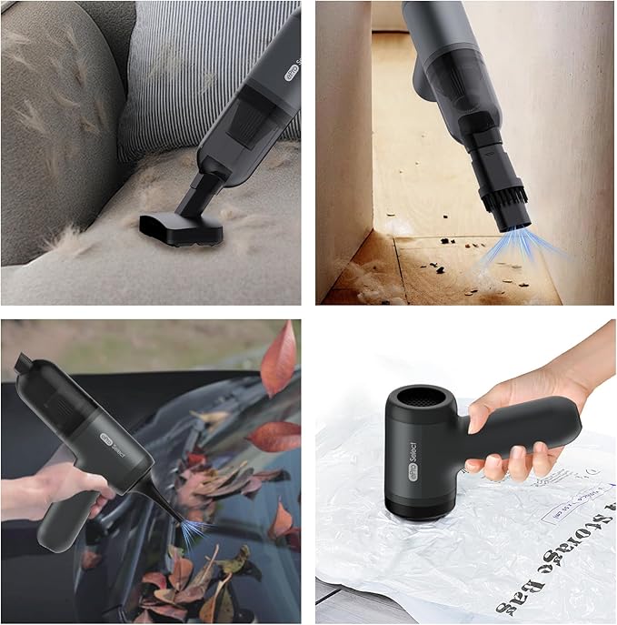 EV1395 Cordless Handheld Vacuum Cleaner - 75W 12000Pa Strong Suction, 14-24min Runtime, 0.14L Dust Bin, Multi-Accessories for Stairs, Floors & Narrow Spaces