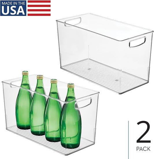 iDesign Plastic Storage Bin with Handles for Household Storage - Set of 2 - Clear - Made in USA
