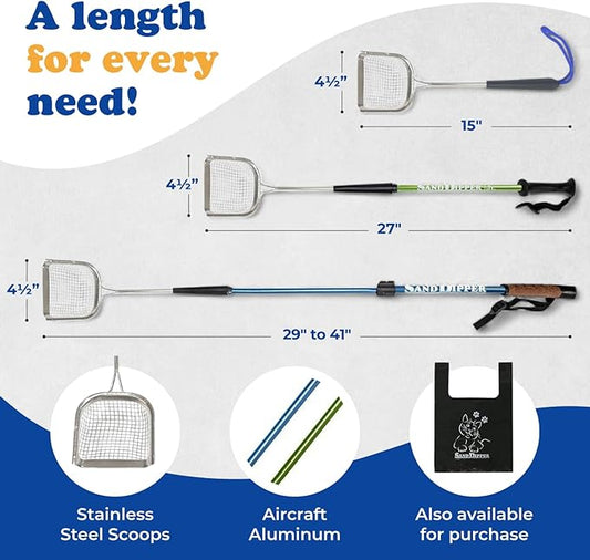 Sand Dipper Metal Cat Litter Scoop – Long Handle Cat Poop Scooper for Litter Box (41”), Heavy-Duty Stainless Steel Kitty Litter Scoop (Mid-Adjustable)