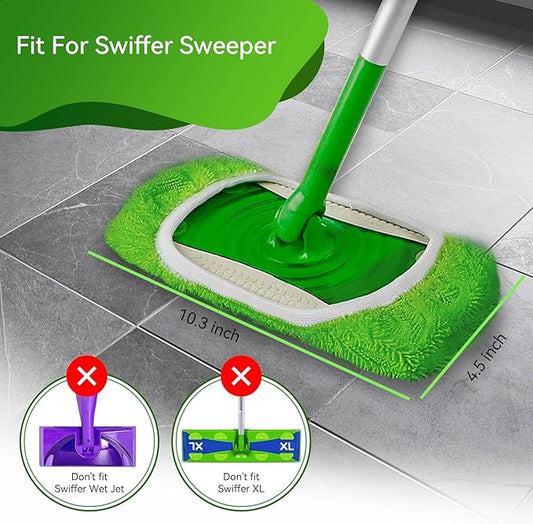 3 Pack Reusable Microfiber Mop Pads Compatible with Swiffer Sweeper, Washable Dry Sweeping Cloths and Wet Pads Refill for Hardwood Surface Floor Cleaning (Mop is Not Included)
