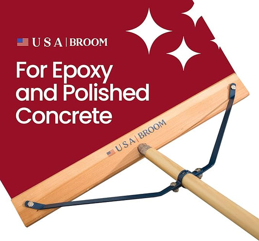 4 Pack Bundle - 24" Soft Sweep Indoor Push Broom with 60" Handle. Ideal for Epoxy & Polished Floors. Durable American Made Steel Brackets-Stainless Steel Hardware. No Plastic. 100% USA Made.