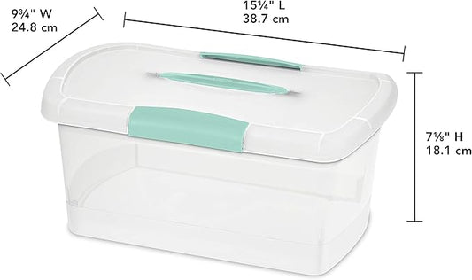 Sterilite 6 Pack Stackable Storage Bin with Latch Lid, Medium Nesting ShowOffs, Clear