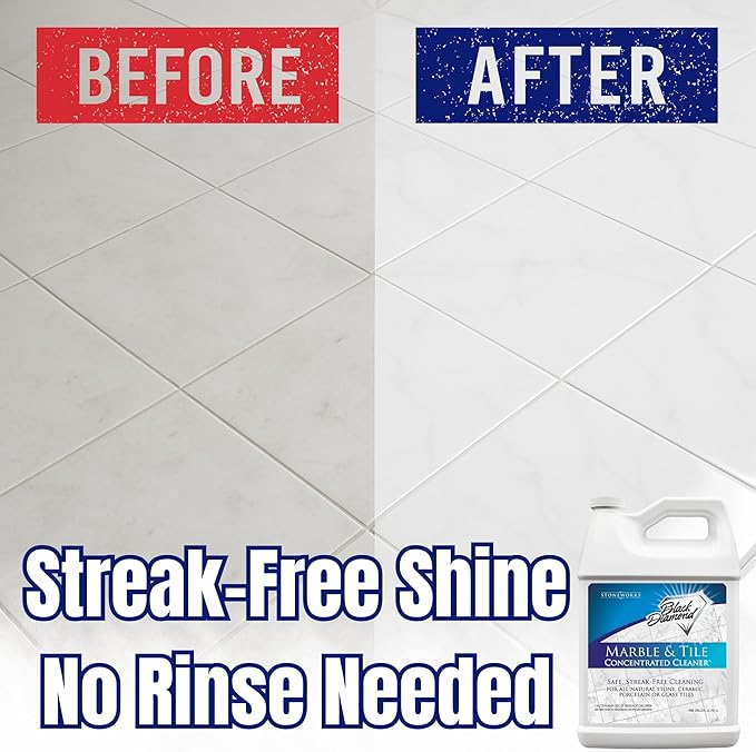 Black Diamond Stoneworks MARBLE & TILE FLOOR CLEANER. Great for Ceramic, Porcelain, Granite, Natural Stone, Vinyl and Brick. No-rinse Concentrate.(1-Gallon)