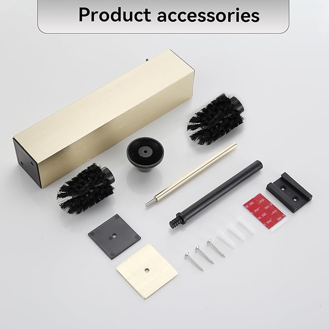 Brushed Gold Toilet Brush with Holder,Durable Cleaning Toilet Bowl Brushes with Holders