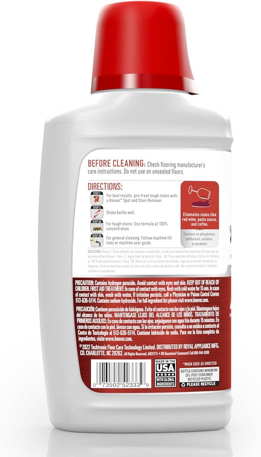 Hoover Oxy Portable Spot Cleaner Solution, 32 oz., Fresh Air Scent, Portable Cleaning Solution, Removes Tough Colored Stains from Carpet and Upholstery, Designed for Hoover CleanSlate Spot Cleaners
