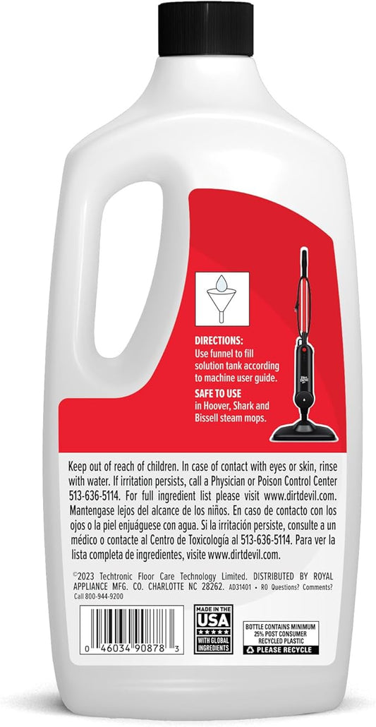 Dirt Devil 32 oz Steam Water, For Sealed Hard Surfaces, Compatible with Steam Mops, Demineralized Scented Water, AD31401 (Pack of 2)