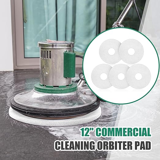 5 Pcs 12" Cleaning Orbiter Pads Commercial Floor Buffer Pads Hardwood Floor Maintenance Scrubber Polisher Cleaning and Stripping for Orbiter Machine (White)