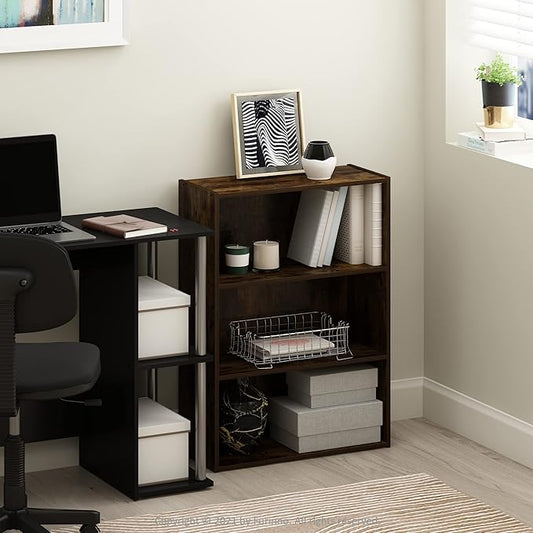Furinno PASIR Book Shelf, 3-Tier Bookshelf, Storage Shelves Bookcase, 9.7 x 23.7 x 31.5, for Living Room, Bedroom, Home Office, Amber Pine