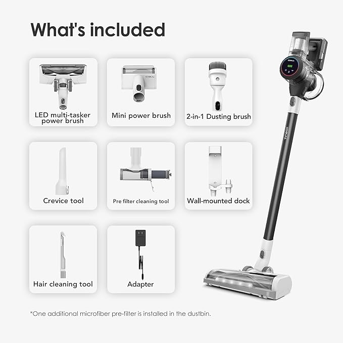 Tineco Cordless Vacuum Cleaner, Smart Stick Handheld Cleaner Strong Suction & Lightweight, Cordless Handheld Vacuum Deep Clean Hair, Hard Floor, Carpet, Car