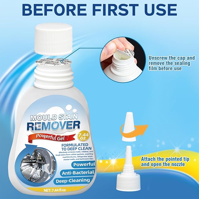 Mold Stain Remover Gel, Effective Washing Machine Cleaner, Household Cleaner for Bathroom Grout, Sink,Tile, Shower, Caulk