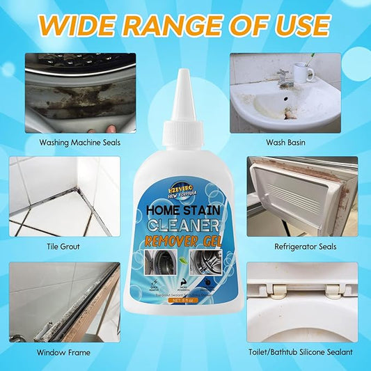 Mold Stain Remover Gel, Washing Machine Cleaner for Front Loader Washer Gasket Rubber Seal Home Stain Removal Gel for Grout, Caulk, Refrigerator, Shower, Bathtub, Bathroom Cleaning Solution (8 Fl Oz)