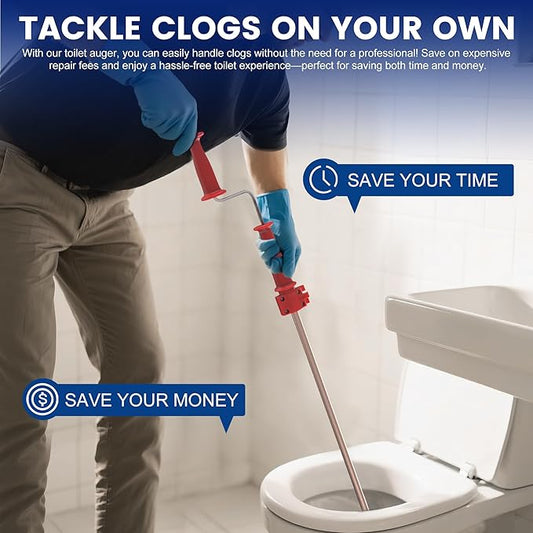 59787 Model K-3 Toilet Auger Clog Remover Toilet Snake for Unclogging with 3-Foot Snake and Bulb Head, Toilet Auger Snake for Unclogging Toilets for Home, Office, School, and More