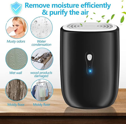 Dehumidifiers for Home 27oz(800ml) Small Auto Shut off Dehumidifiers with Drain Hose,Portable Ultra Quiet Mini Dehumidifier Effective for Bathroom, Basement, Garage, RV, Gun Safe, Closet