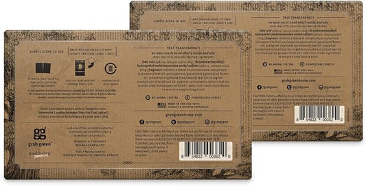 Grab Green Stoneworks Cruelty-Free Dryer Sheets | Softens Fabrics, Freshens Clothing & Reduces Static-Cling and Wrinkles | Plant Based | Oak Tree Scent (160 Sheets)