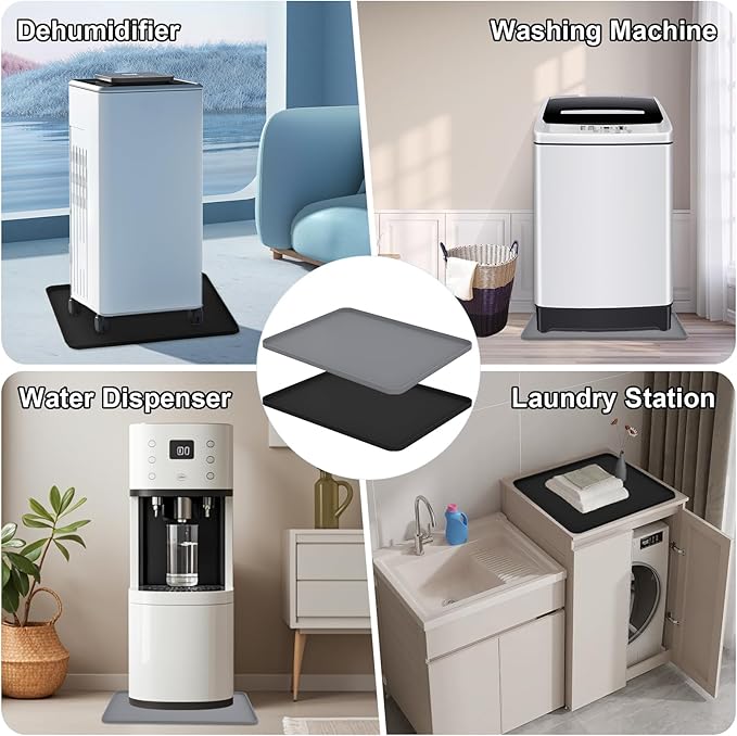 Dehumidifier Drip Pan, 19''X15'' Silicone Dehumidifier Drip Pan with Raised Edge, Upgraded Silicone Air Conditioner Drip Tray to Prevent Water Leakage and Protect (Gren)